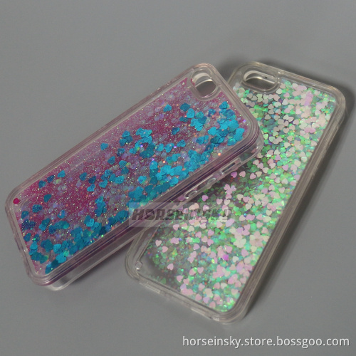 Shining Liquid Quicksand Flow Case Transparent Liquid Glitter PC Phone Case for iPhone5